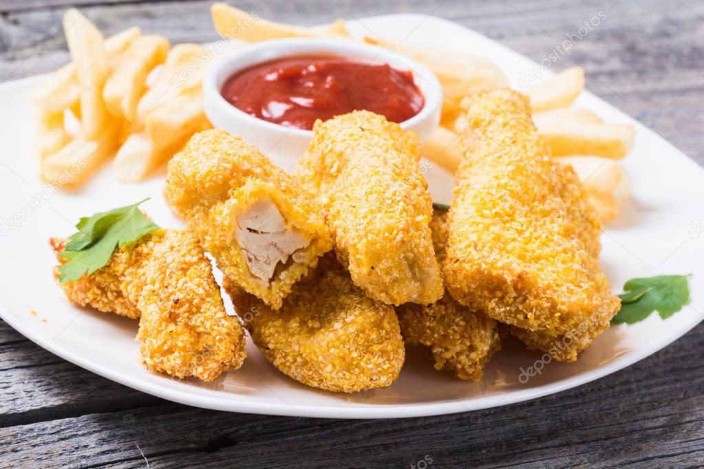 chicken strips and French fries