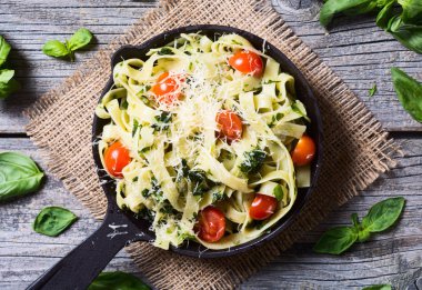 makarna tagliatelle mantarlı domates