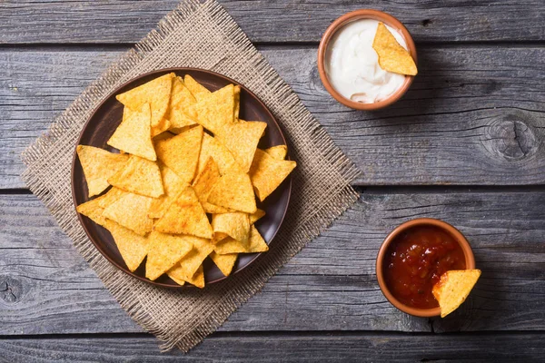 Mellanmål för part chips nachos — Stockfoto