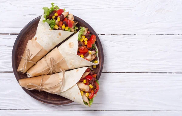 Mexican burrito with chicken — Stock Photo, Image