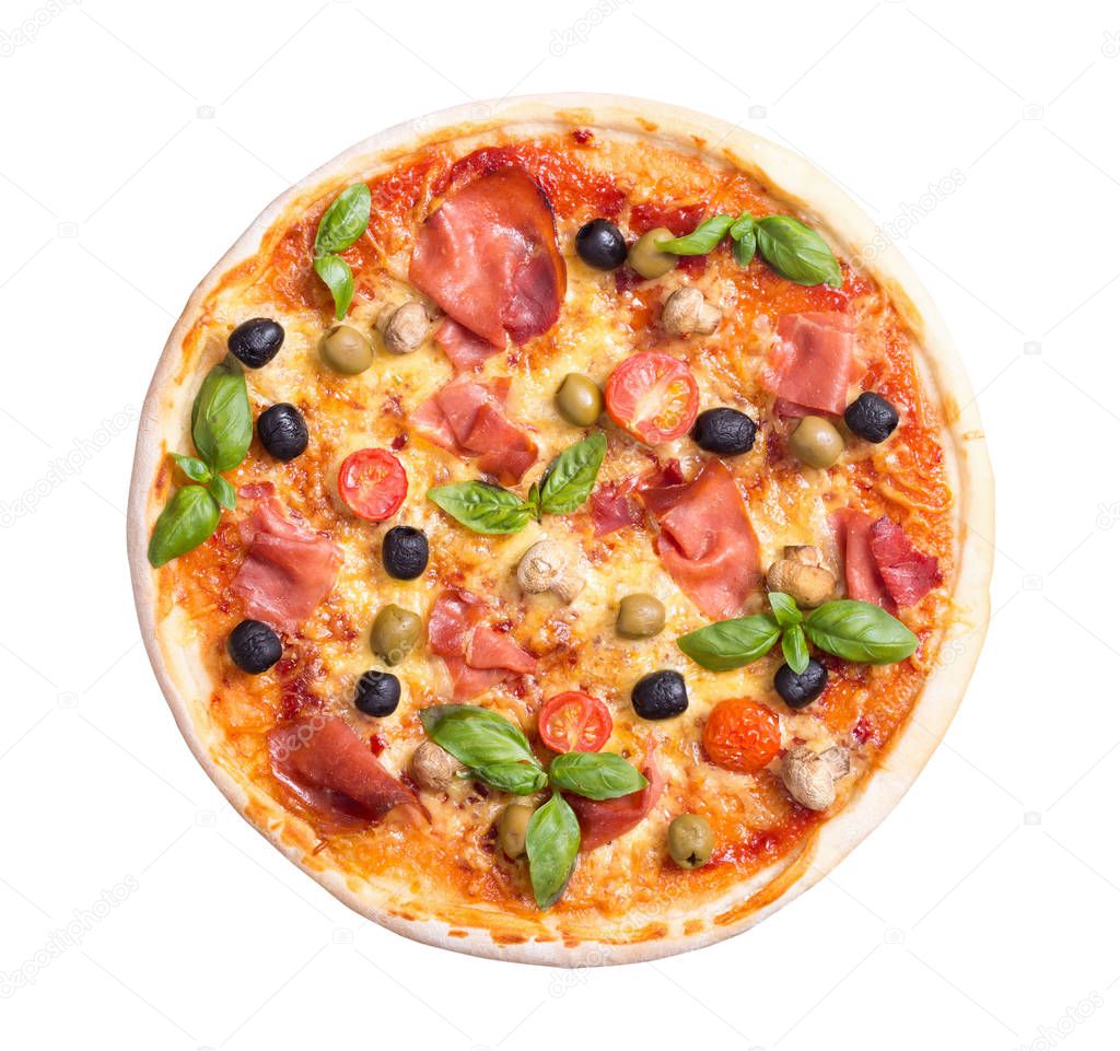 Italian pizza with jamon
