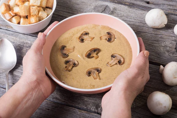 Sopa de creme francesa com cogumelos — Fotografia de Stock