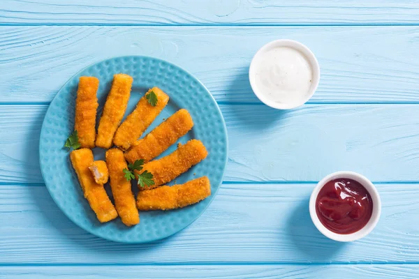 Fried Fish Sticks Fingers Chicken Nuggets Snack Food — Stock Photo, Image