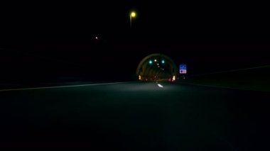 Low Angle View: Race car driving through the tunnel filmed on the gopro 8 in protune mode 