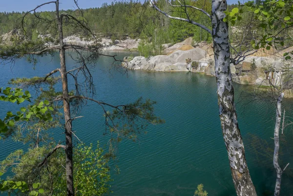 Landscape with blue lake_ — Zdjęcie stockowe