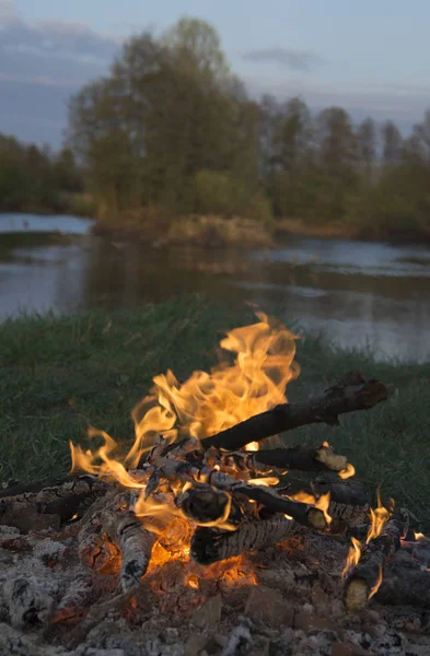 Fogo contra fundo da natureza — Fotografia de Stock