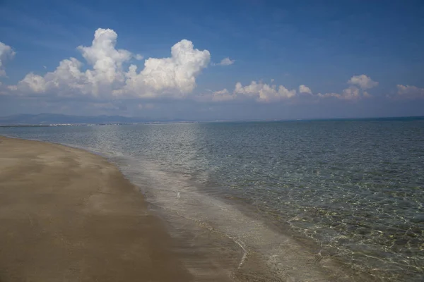 Seaside landscape with white clouds