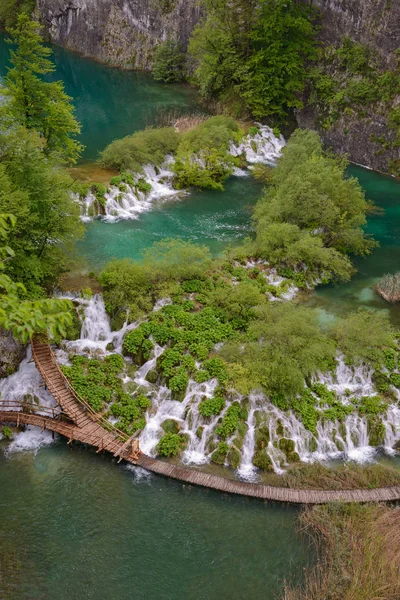Plitvice Lakes and Waterfalls - top view — Stock Photo, Image