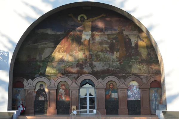 Kościół św. Jerzego w Berestechko malarstwo ścienne na zewnątrz — Zdjęcie stockowe