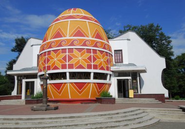 Pysanka Museum in Kolomyia against blue sky background clipart