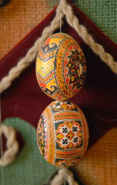 Paskalya kompozisyonu - Pysankas (dekore edilmiş yumurta) — Stok fotoğraf