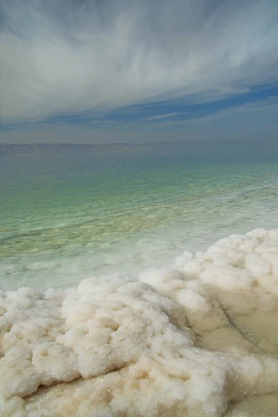 Sal Del Mar Muerto Primer Plano Agua Mar Cielo Transparentes —  Fotos de Stock