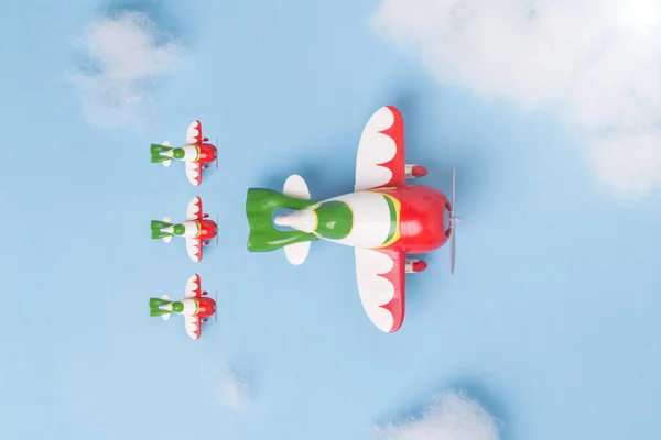 Modelos Avión Volando Cielo Con Nubes —  Fotos de Stock