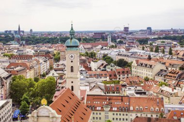 Münih, Almanya 'da eski bir şehrin havadan görüntüsü. Skyline Arkaplanı 