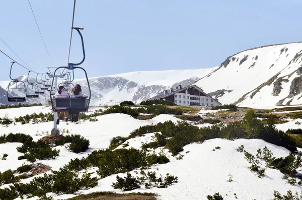 Cableway Gondola Nas Montanhas Inverno Bulgária — Fotografia de Stock