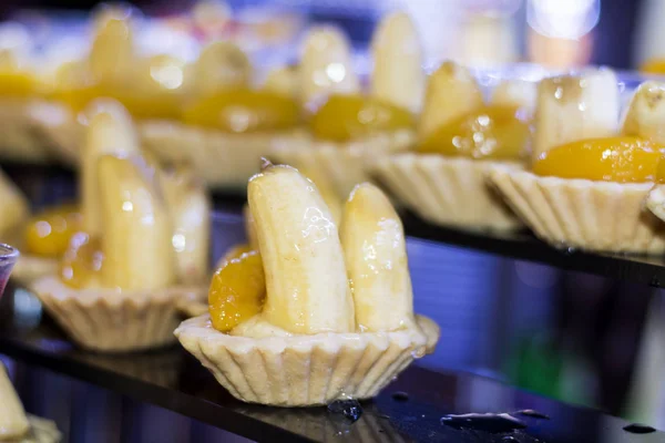 Bananowa Tarta Świeży Mini Bananowy Custard Tart — Zdjęcie stockowe