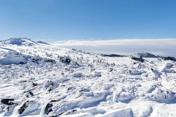 Panorama Winter Berge Blick Auf Landschaft Verschneite Gipfel — Stockfoto