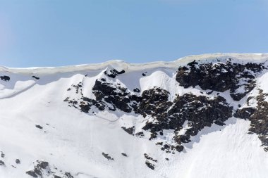 amazing winter landscape of snowy mountain peaks