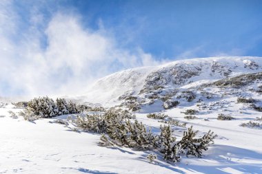 beautiful winter landscape to snowy mountain peaks