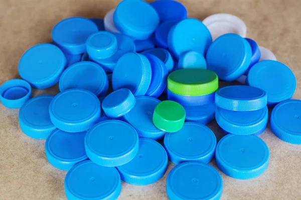Recoger Tapas Plástico Para Apoyar Reciclaje Eco Concepto Amistoso — Foto de Stock