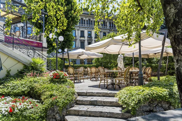 Como Italia Julio 2019 Acogedor Restaurante Aire Libre Con Mesas — Foto de Stock