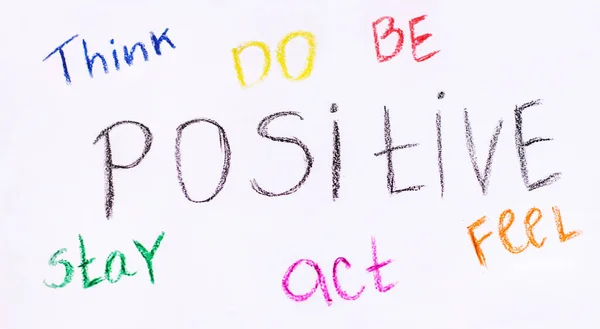 Concept Positive Thinking Think Stay Act Feel Positive Words — Stock Photo, Image