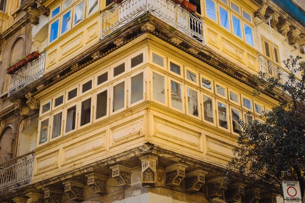 Balconi Legno Maltese Valletta Malta — Foto Stock