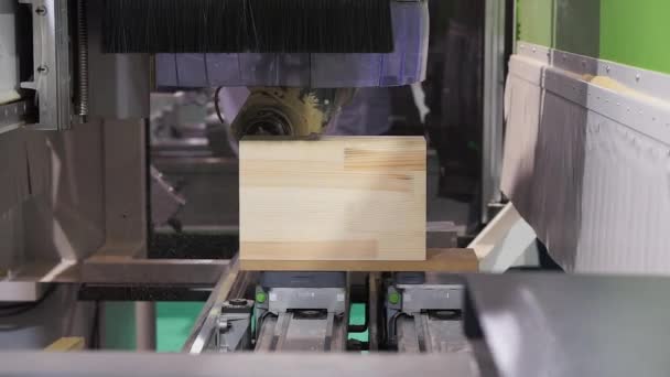 Cnc Holzbearbeitungsmaschine Mit Holzblock — Stockvideo