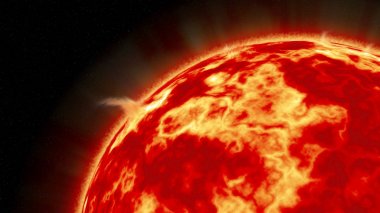 An artistic illustration of the Sun with impressive solar flares as seen from space clipart