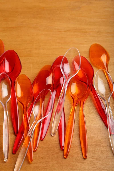 Spoons on wooden background — Stock Photo, Image