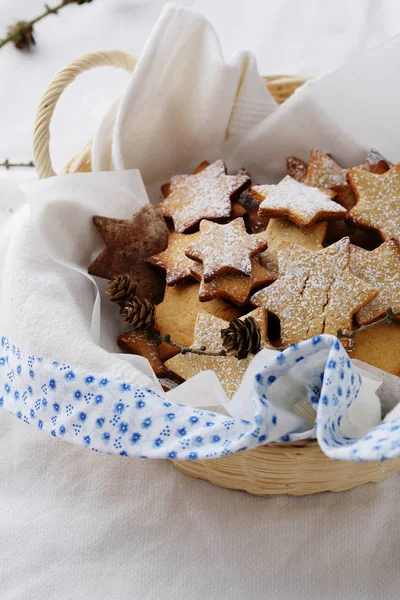 Full basket of christmas cookies — Stock Photo, Image