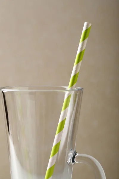 Empty Glass Cup Straw — Stock Photo, Image