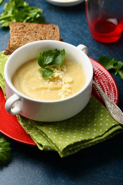 Celery and potato soup with cheese — Stock Photo, Image