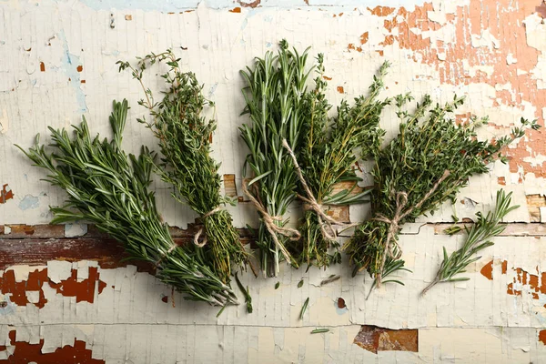 Fresh bunches of aroma herbs — Stock Photo, Image