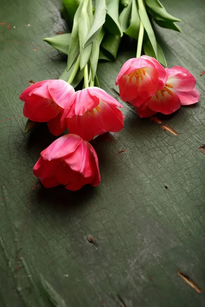 Tulpen auf altem Holz Hintergrund — Stockfoto