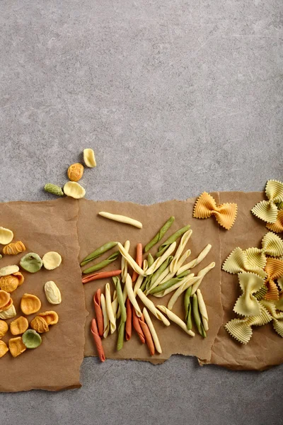 Color raw pasta mix top view — Stock Photo, Image