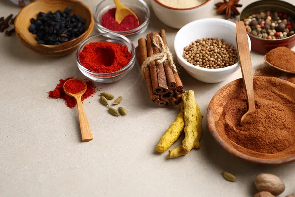 Different aromatic spices in bowls — Stock Photo, Image