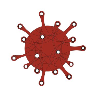 Corona Virüs Vektörü Bakteri Anatomi Simgesi. Çin Patojen Solunum Enfeksiyonu Soyut Geometrik Çizim. Grip salgını