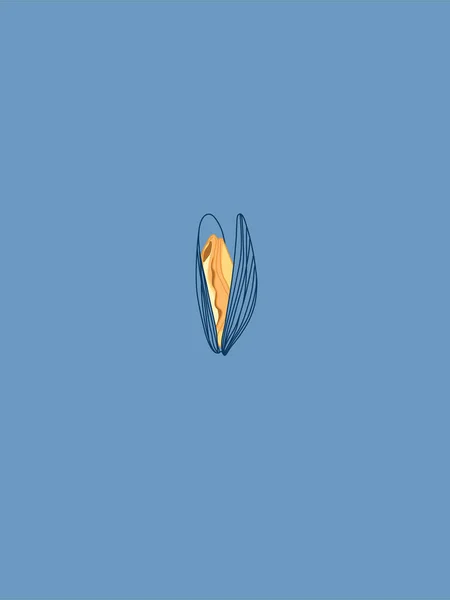 Ręcznie Rysowane Szkice Orange Mussel Sketch Design Rysowane Niebiesko Gourmand — Wektor stockowy