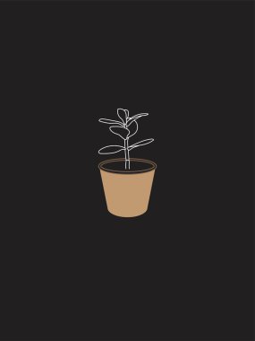 Ot Çizgisi Sanatında Modern ve Minimalist Yeşim Fabrikası. Beyaz çizgi, koyu gri değil.