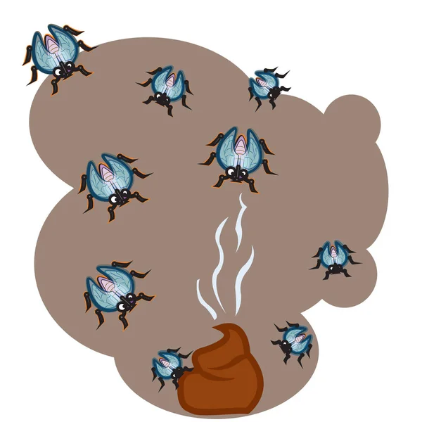 A lot of flies in the dirty — Stock Vector