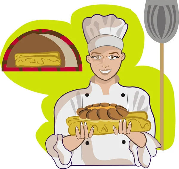 Boulanger avec du pain — Image vectorielle