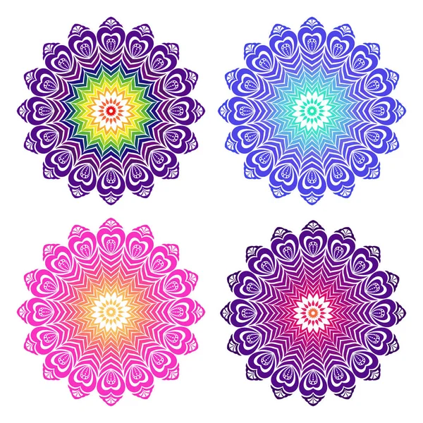 Mandala met een pauwenveer. Meerkleurige decoratieve zoomorp — Stockvector