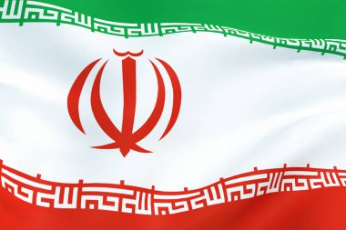 Iran flag waving in the wind as a background.