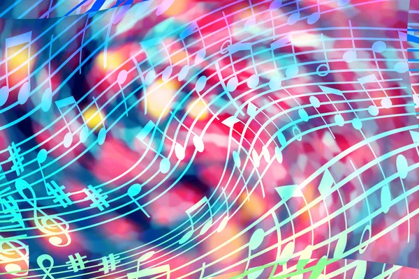 Яркий, абстрактный, многоцветный музыкальный фон с музыкальным сопровождением — стоковое фото