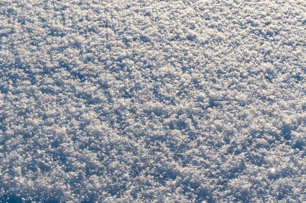 Verschneite Oberfläche hinterleuchtet. Neuschnee als Winterhintergrund. — Stockfoto