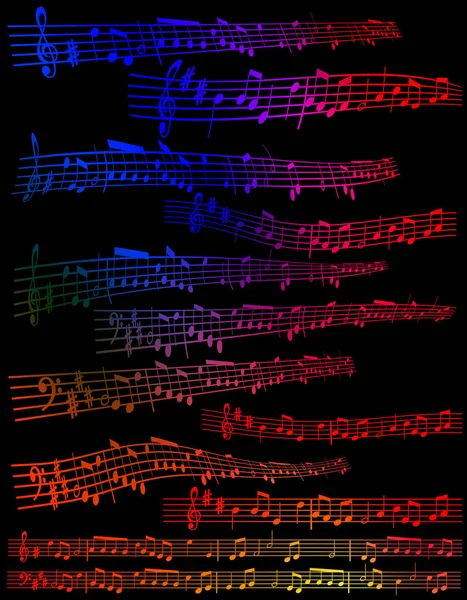 Renk eğimli notalar seti. Renkli müzikal n — Stok fotoğraf
