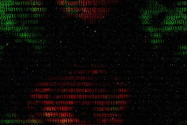 Sanal alan. Matris dijital renktir. Simülasyon bilgisayar ikili kodu. Görüntü.