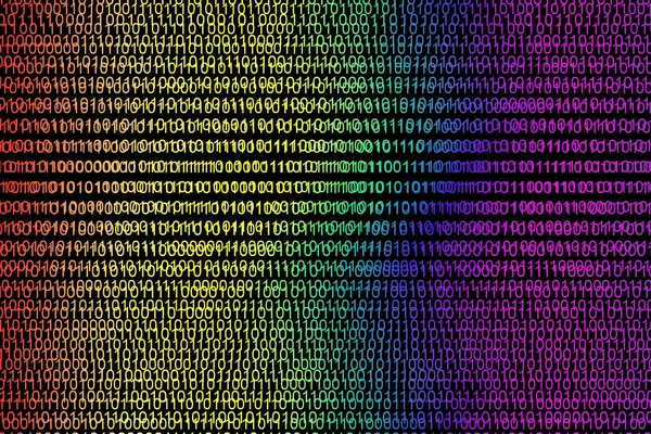 La matrice est la couleur numérique. Simulation de code binaire informatique. Illustration . — Photo