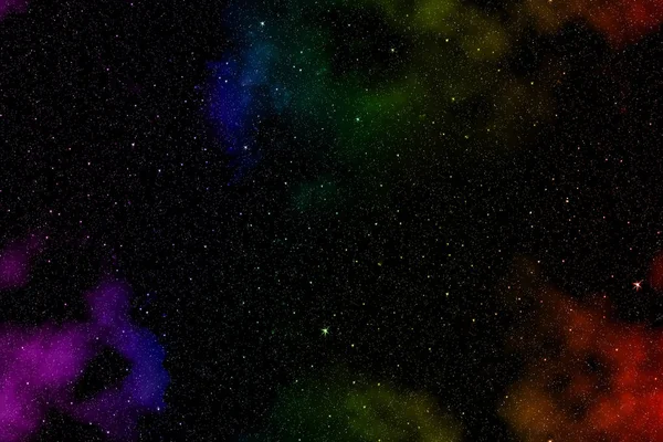 Vnější prostor s jasnou barevnou mlhovinou a hvězdami. — Stock fotografie